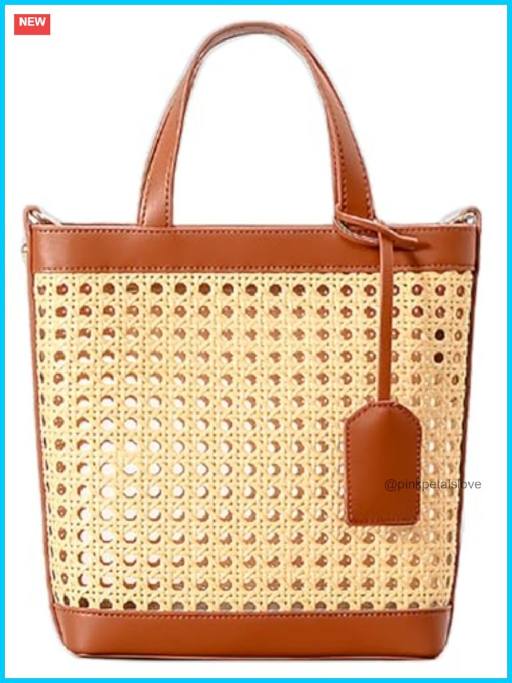 Rattan Straw Beach Bag Crossbody Tote Purse Boho Shoulder Handbag PU Leather